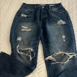 PacSun Blue Distressed MOM Button Fly Jeans Size 27
